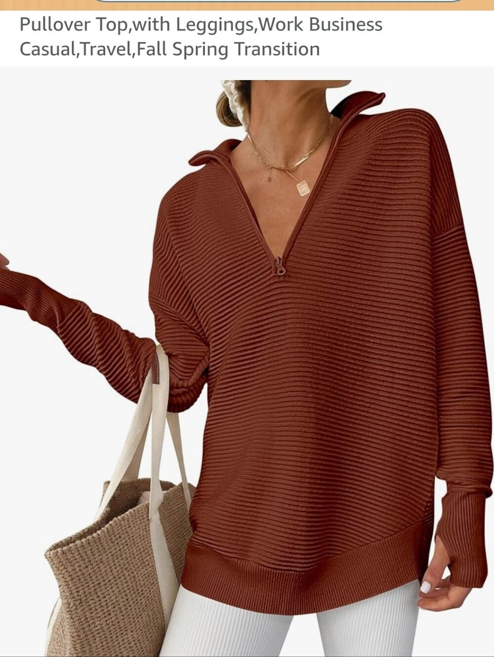 Anrabess Ribbed Knit Half-Zip Sweater